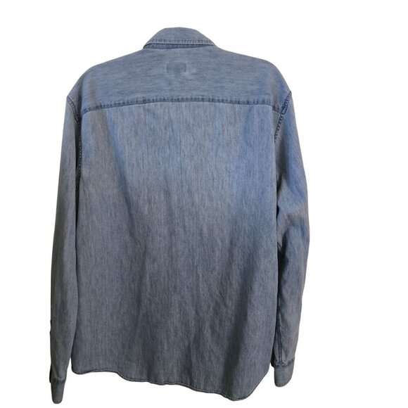 Club Monaco Slim Fit Cotton Chambray Shirt Designer Sustainable Size XL - Picture 3 of 5